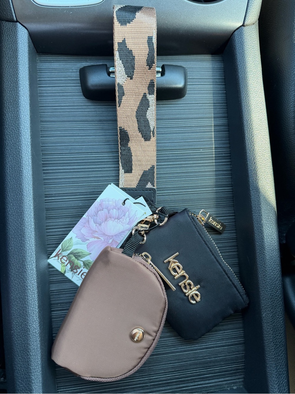 Brand New Kensie Black & Brown Dual Pouch with Leopard-Print Strap